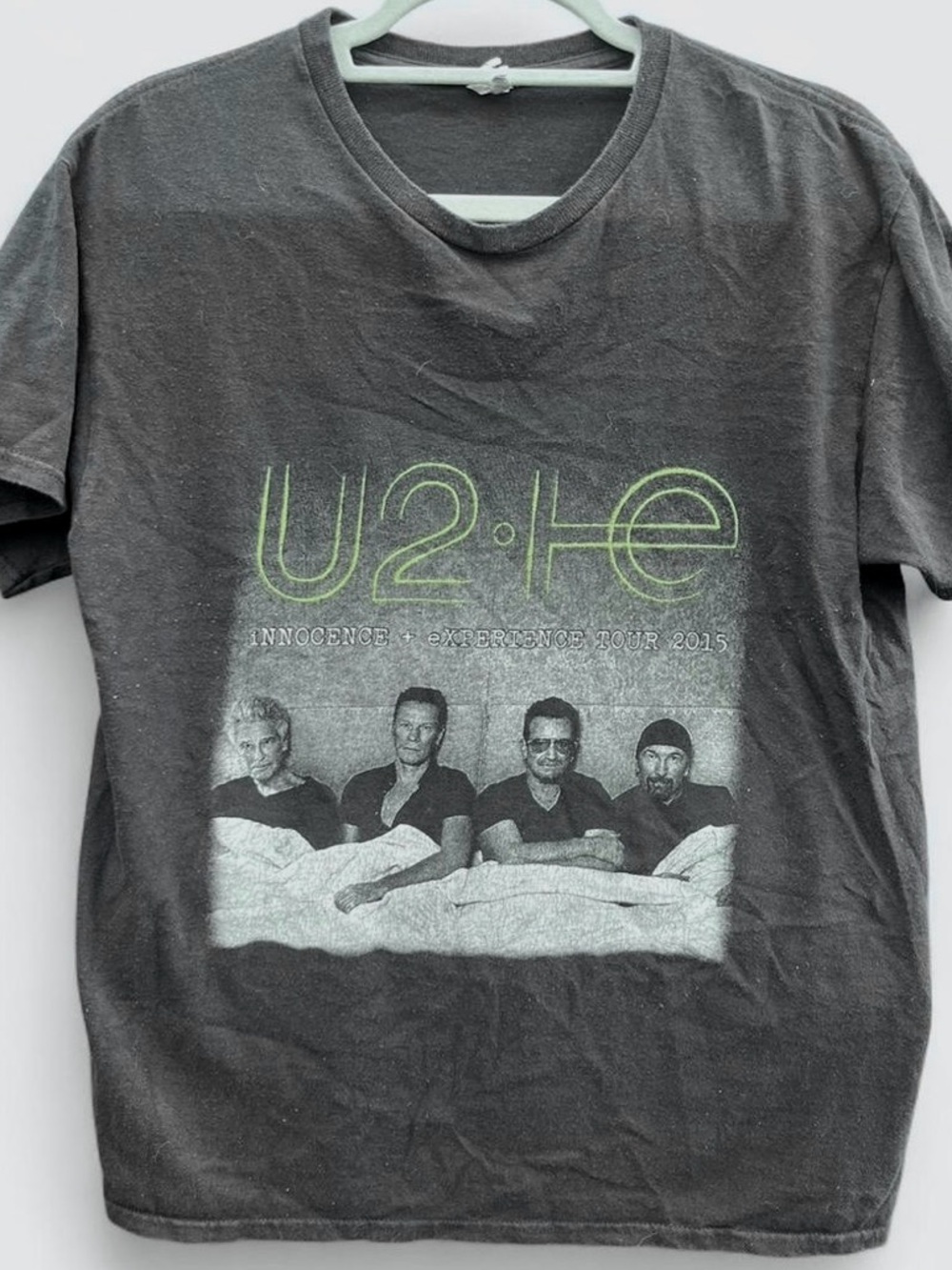 U2-Inspired Tour Graphic Tee - Black with Neon Green Logo